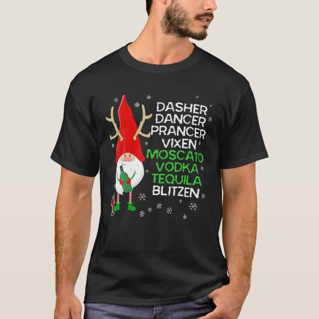 T-shirt Dasher Dancer Prancer Vixen Moscato Vodka Tequila (Devant)