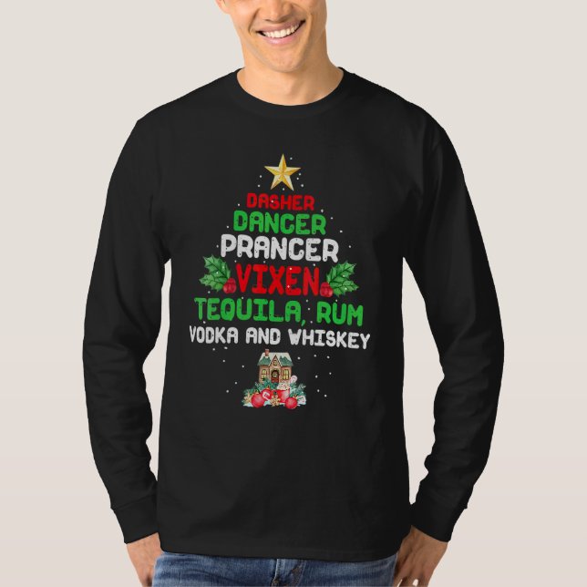 T-shirt Dasher Dancer Prancer Vixen  Tequila Rum Vodka Whi (Devant)