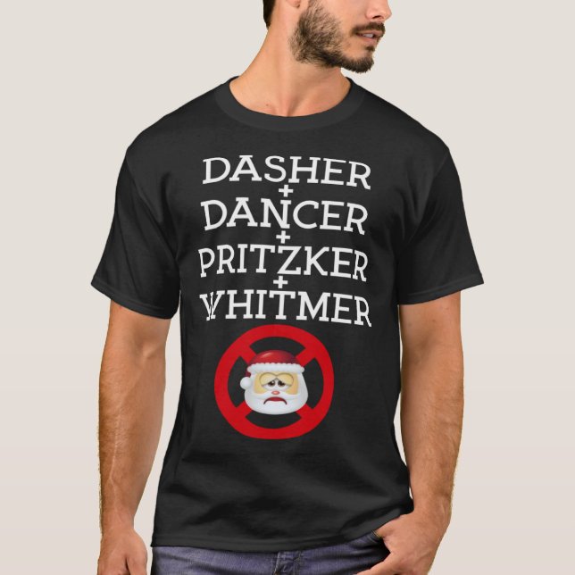 T-shirt Dasher Dancer Pritzker & Whitmer Christmas  Politi (Devant)