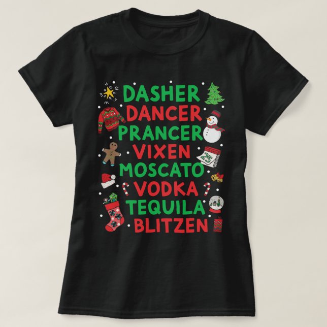 T-shirt Dasher Danseur Vixen Moscato Vodka Tequila (Design devant)