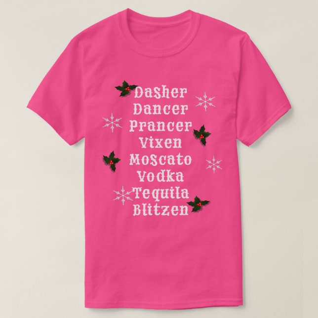 T-shirt Dasher Danseur Vixen Moscato Vodka Tequila (Design devant)
