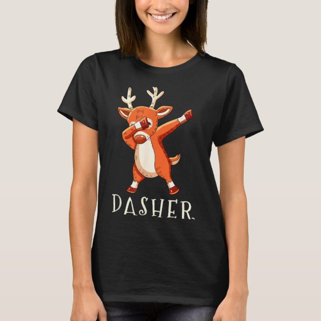 T-shirt Dasher Santas Reindeers Family Matching Outfit Chr (Devant)