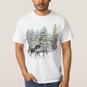 T-shirt Dashing Through the Snow - Running Horses