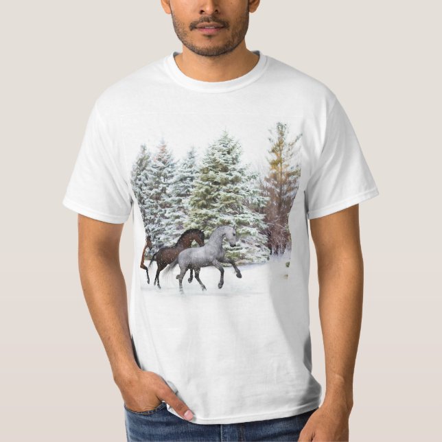 T-shirt Dashing Through the Snow - Running Horses (Devant)