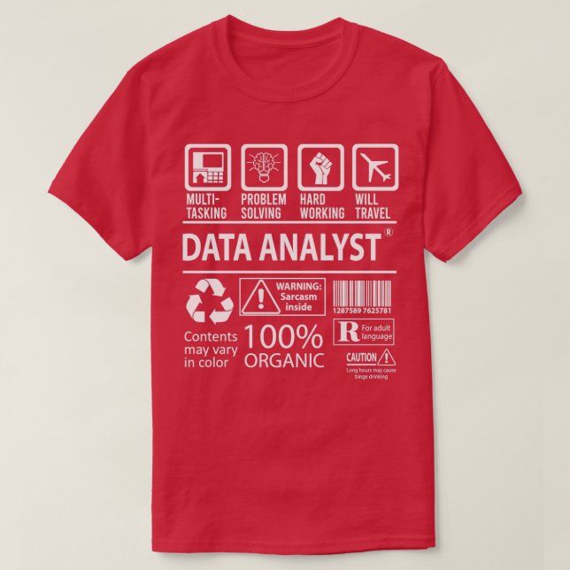 T-shirt Data Analyst MultiTasking Certified Job Gift Item (Design devant)