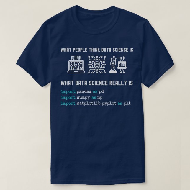 T-shirt Data Science python programming numpy pandas matpl (Design devant)