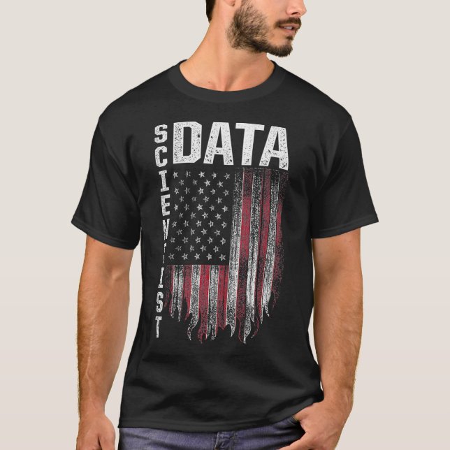 T-shirt Data Scientifique Power Flag Data Science Mining A (Devant)