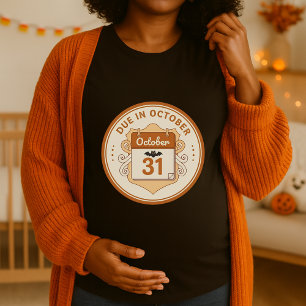 T-shirt Date d'arrivée : octobre Halloween Maternité bébé