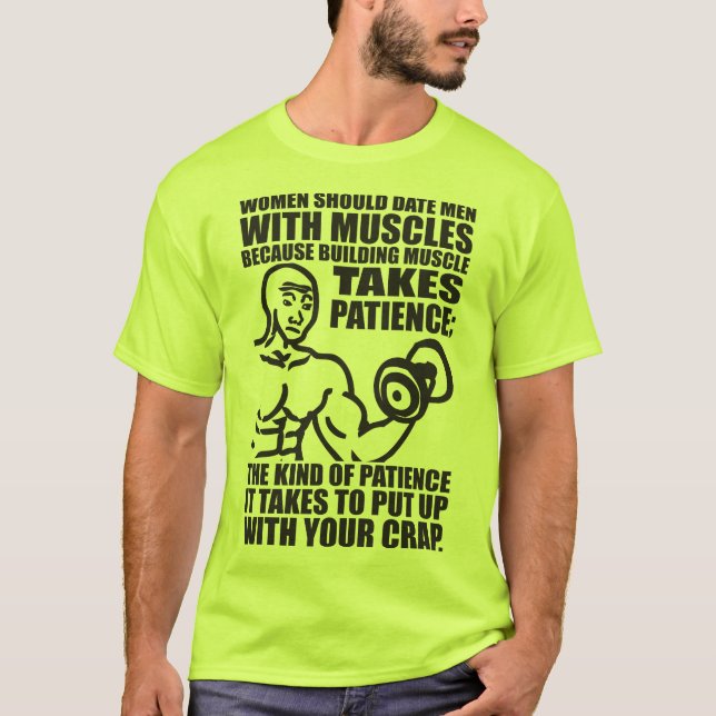T-shirt Date Men With Muscles - Funky Bodybuilding (Devant)