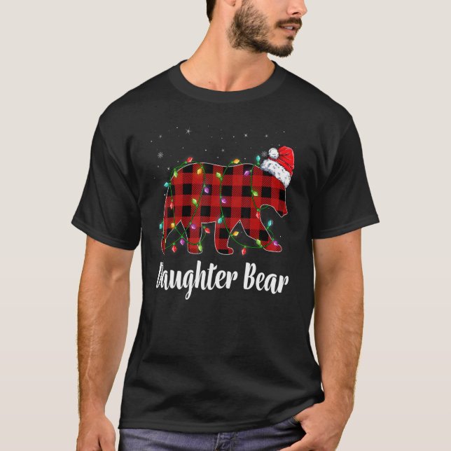 T-shirt Daughter Bear Buffalo Red Plaid Matching Family Ch (Devant)