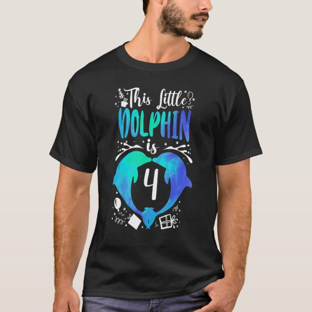 T-shirt Dauphin 4e Anniversaire Ce Petit Dauphin A 4 Ans (Devant)