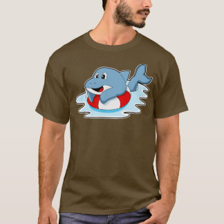 T-shirt Dauphin à la natation avec anneau de natation