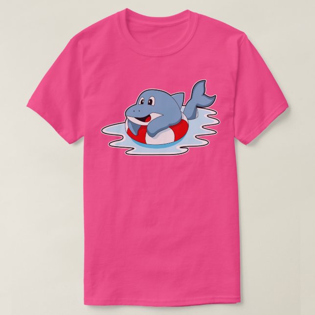 T-shirt Dauphin à la natation avec anneau de natation (Design devant)