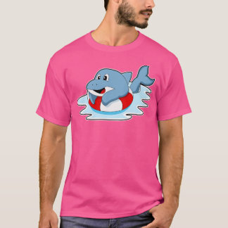 T-shirt Dauphin à la natation avec anneau de natation
