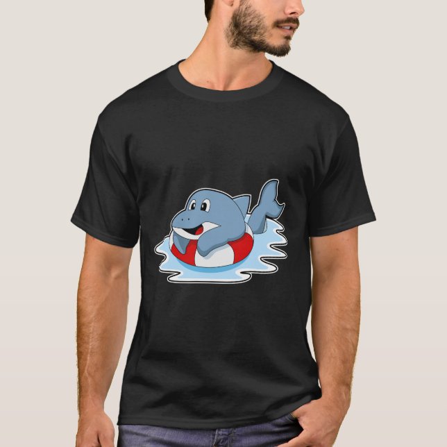 T-shirt Dauphin à la natation avec anneau de natation.PNG (Devant)