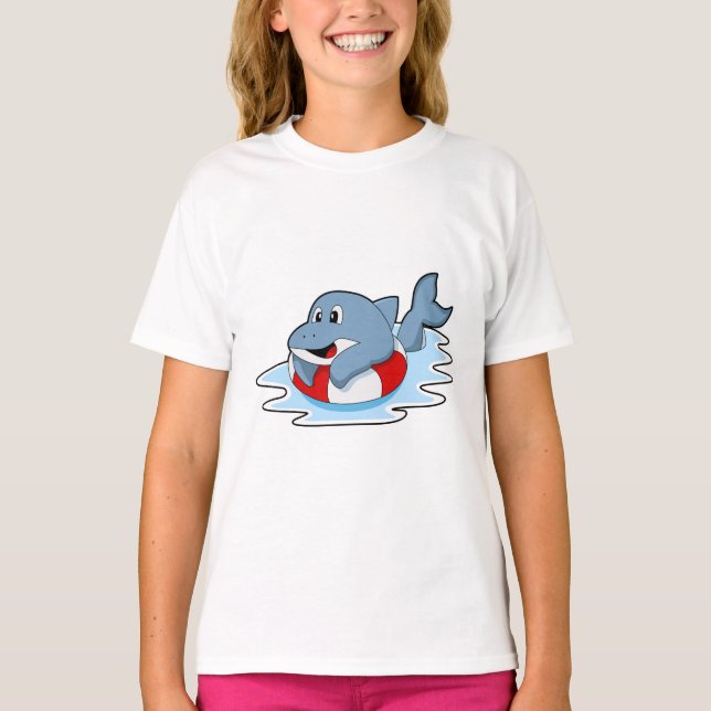 T-shirt Dauphin à la natation avec anneau de natation.PNG (Devant)