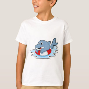 T-shirt Dauphin à la natation avec anneau de natation.PNG