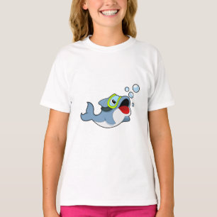 T-shirt Dauphin à la plongée avec bulles d'eau.PNG