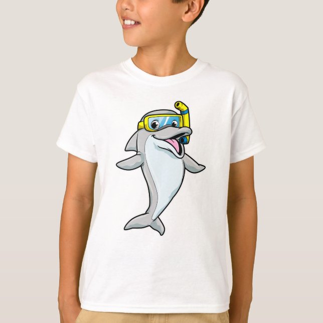 T-shirt Dauphin à la plongée avec tuba (Devant)