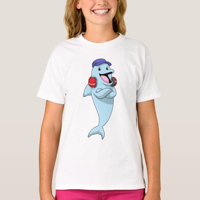 T-shirt Dauphin à l'écoute de la musique (Devant)