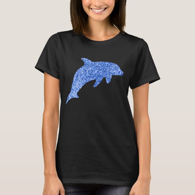 T-shirt Dauphin à Parties scintillant bleue (Devant)