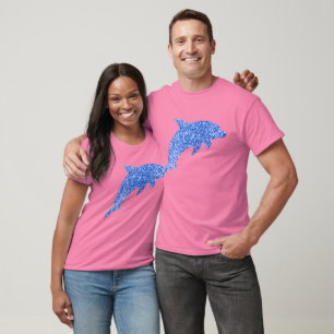 T-shirt Dauphin à Parties scintillant bleue