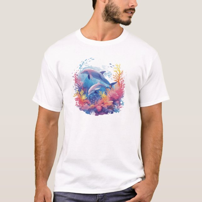 T-shirt dauphin à verdure (Devant)