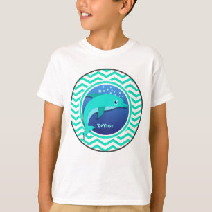 T-shirt Dauphin ; Aqua Green Chevron