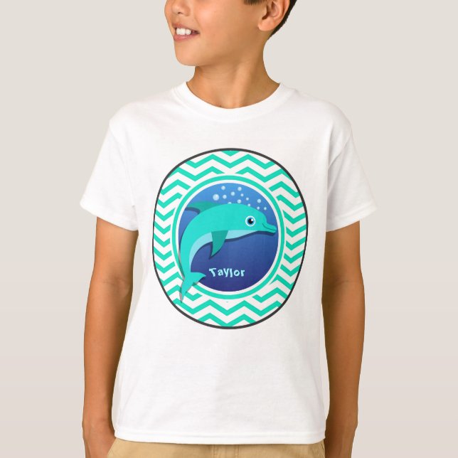 T-shirt Dauphin ; Aqua Green Chevron (Devant)