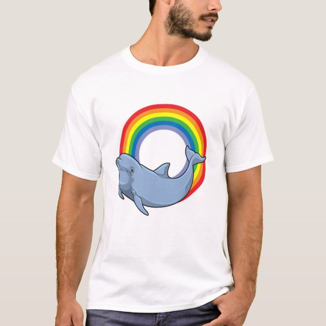 T-shirt Dauphin avec arc-en-ciel (Devant)