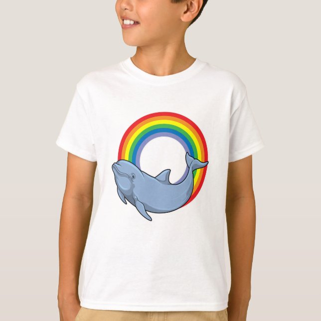 T-shirt Dauphin avec arc-en-ciel (Devant)