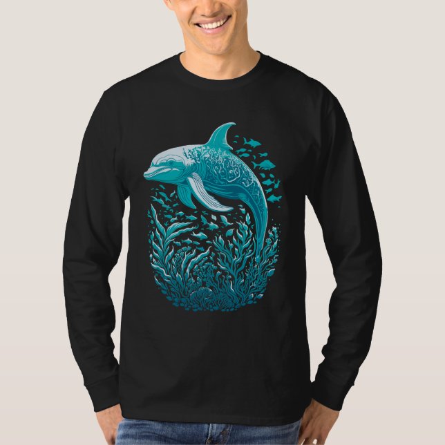 T-shirt Dauphin Blue Ocean Life (Devant)
