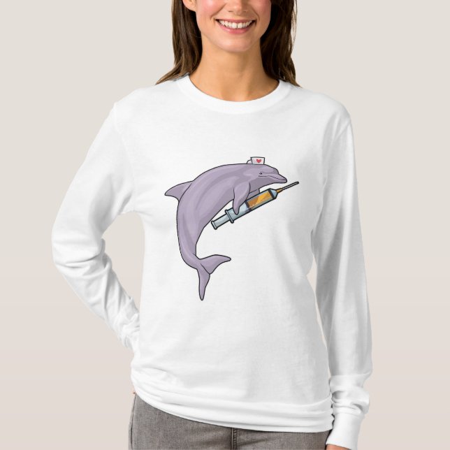 T-shirt Dauphin comme infirmière avec seringue (Devant)