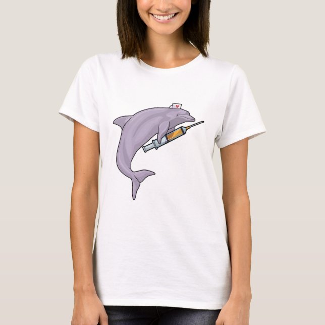 T-shirt Dauphin comme infirmière avec seringue (Devant)