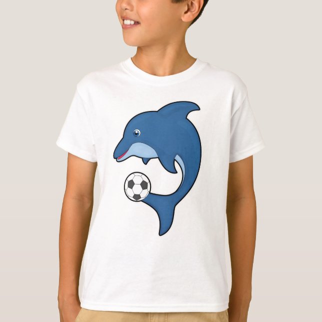 T-shirt Dauphin comme joueur de football avec balle de foo (Devant)