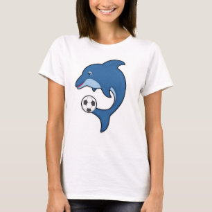 T-shirt Dauphin comme joueur de football avec balle de foo