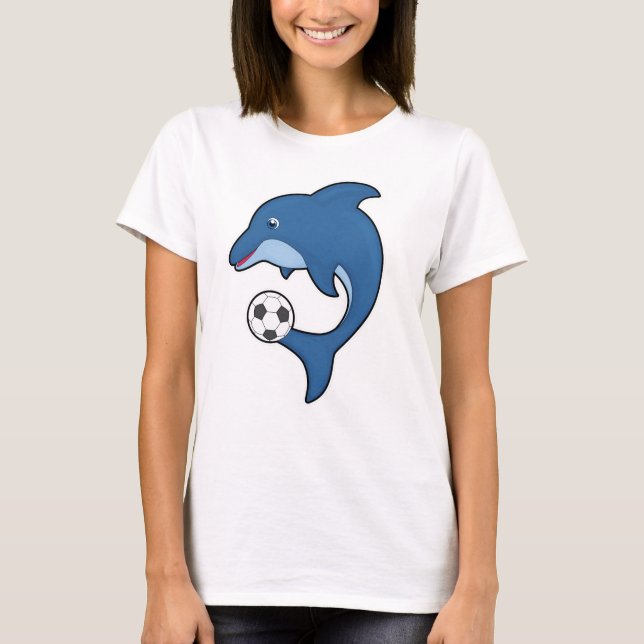 T-shirt Dauphin comme joueur de football avec balle de foo (Devant)