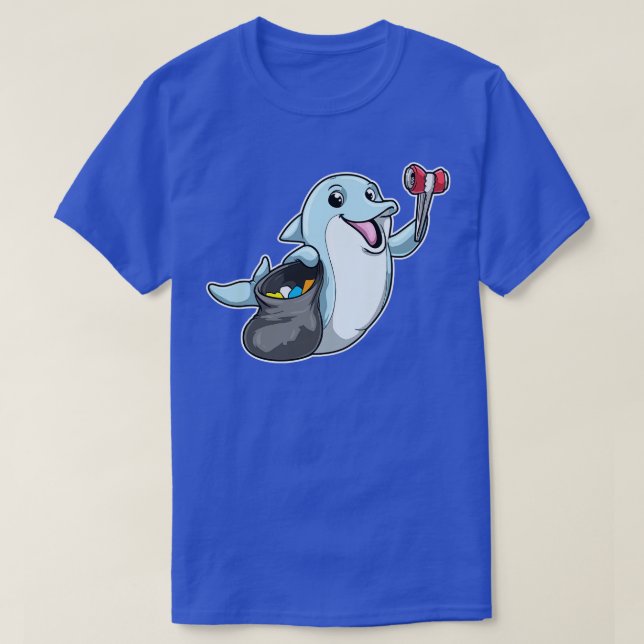 T-shirt Dauphin comme nettoyant par sac à ordures pour déc (Design devant)