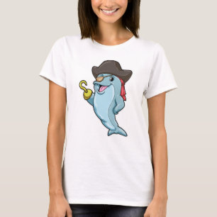 T-shirt Dauphin comme pirate avec tache oculaire et main c
