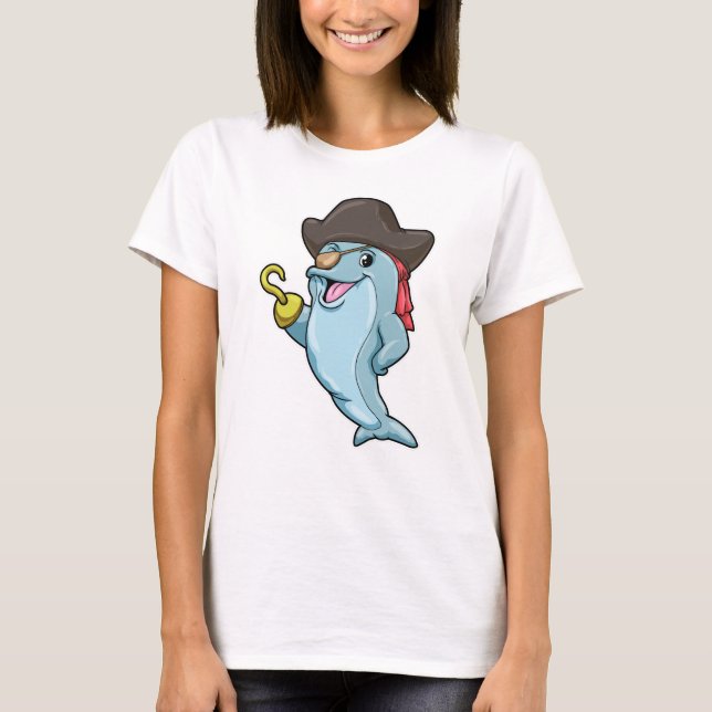 T-shirt Dauphin comme pirate avec tache oculaire et main c (Devant)