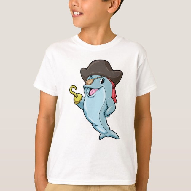 T-shirt Dauphin comme pirate avec tache oculaire et main c (Devant)