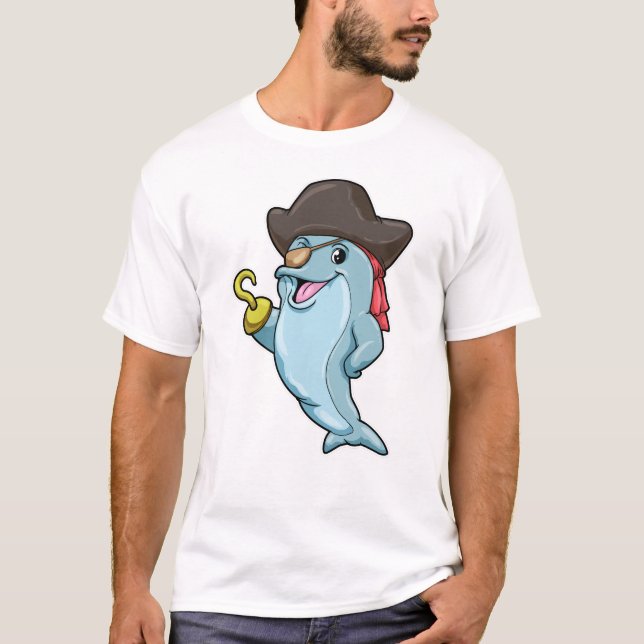 T-shirt Dauphin comme pirate avec tache oculaire et main c (Devant)