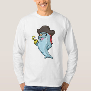 T-shirt Dauphin comme pirate avec tache oculaire et main c