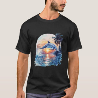 T-shirt Dauphin Coucher de soleil Océan Mer Dauphin Mer Oc