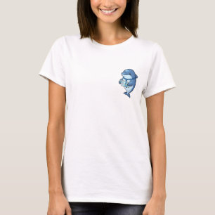 T-shirt Dauphin d'affaires tenant une tablette avec confia