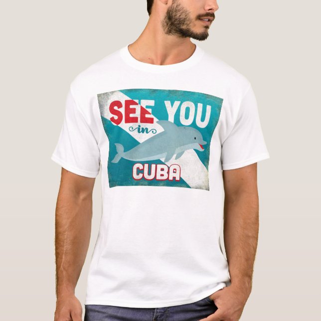 T-shirt Dauphin de Cuba - Vintage voyage rétro (Devant)