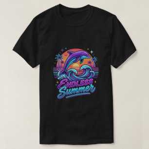 T-shirt Dauphin de plage cool été sans fin néon rétro