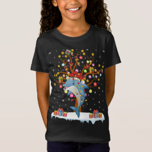 T-Shirt Dauphin Éclairage Noël Arbre cadeau Dauphin Noël