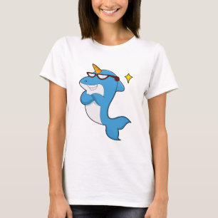 T-shirt Dauphin en licorne avec lunettes.PNG