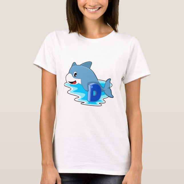 T-shirt Dauphin en natation avec lettre (Devant)